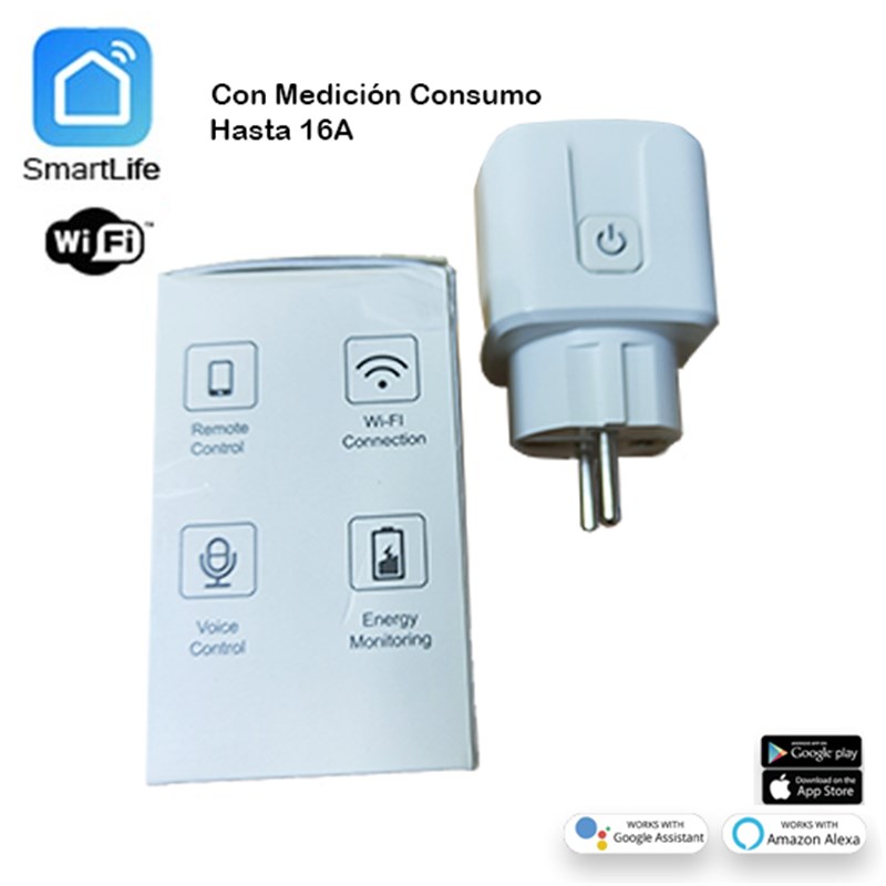 Enchufe y Medidor de Consumo Wifi Bluetooth Vhome M1 16A Compatible Con  Alexa y Google Home