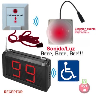 KIT aviso asistencia baño/habitación inalámbrico